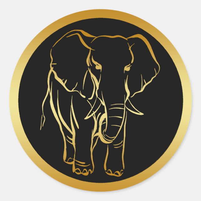 GULD ELEPHANT RUNT KLISTERMÄRKE (Framsida)