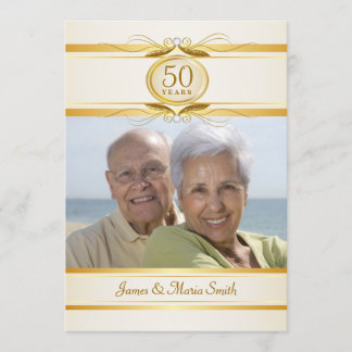 Guld & Elfenben 50-årsjubileumspartajinvitationer Inbjudningar