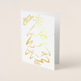 Guld &(eller Silver Chrismas Träd Folierat Kort