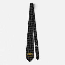 Guld Emblem chain Trim Black Grått Houndstooth Slips