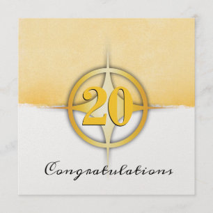 Guld- emblemanställd för Faux 20 år årsdag Inbjudningar