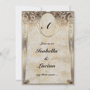 Guld Embossed Se Steamunk Bröllop Inbjudningar