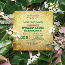 Guld & Emerald Grönt Sparkly Sweet 16