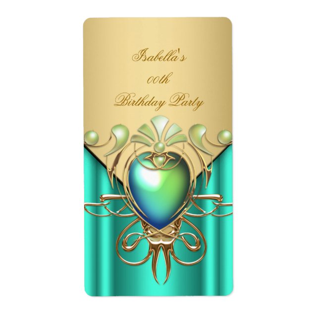 Guld Emerald Jade Grönt Elegant födelsedagsfest Fraktsedel (Framsidan)