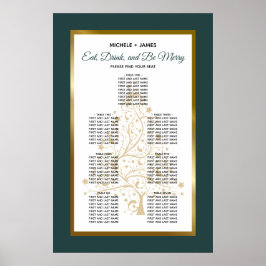 Guld Emerald Winter Wedding Seding Chart Poster