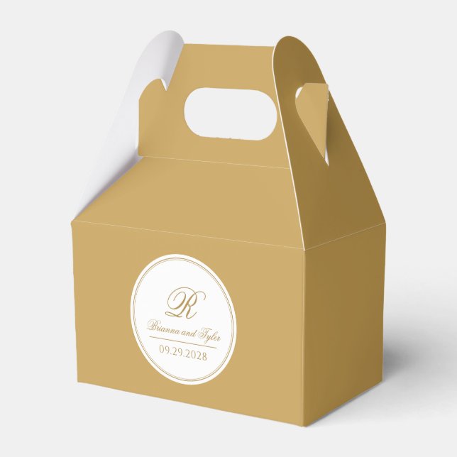 Guld enbart Elegant Classic Bröllop Monogram Presentaskar (Framsidan Sidan)