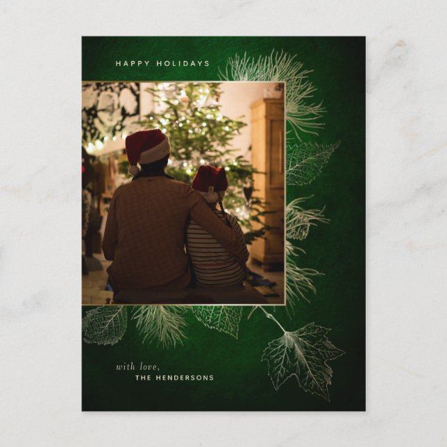 Guld Engraved Winter Gräs Helgdag Photo Vykort (Framsida)