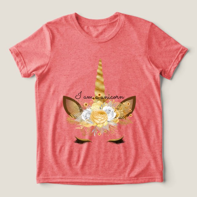 Guld Enhörning T Shirt (Design Framsida)