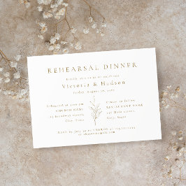 Guld, enkel botaniskt löv, repetitionsmiddag inbjudningar