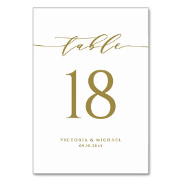 Guld enkel minimal skript Bröllop Bordsnummer