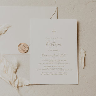 Guld enkel, minimalistisk baptisminbjudan inbjudningar