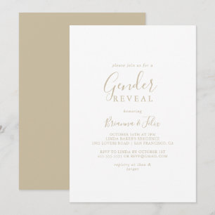 Guld enkel minimalistisk Gender Visa Party Inbjudningar