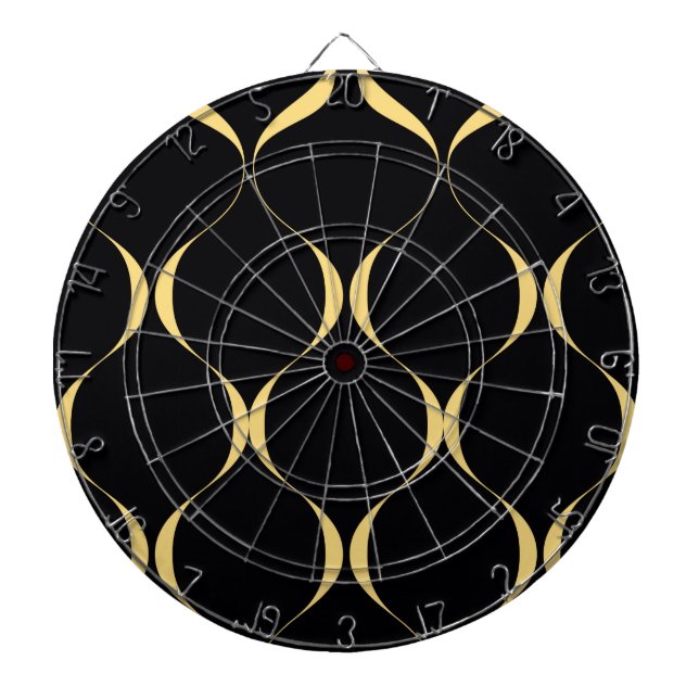Guld, enkel, modern, lyxig vågigt grafik darttavla (Framsidan)