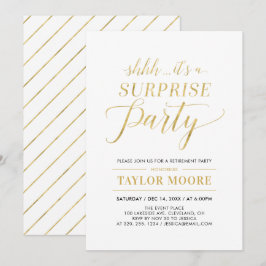 Guld | Enkel modern överraskning Pension Party Inbjudningar