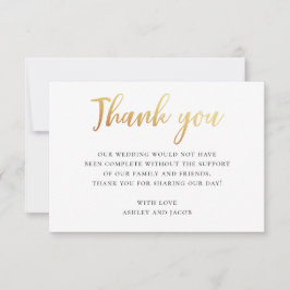 Guld enkel typografi bröllop. Modern kalligrafi Tack Kort