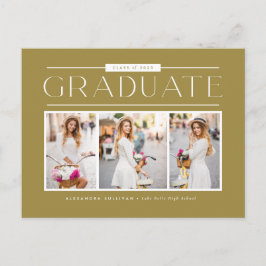 Guld Enkel Typografi Foto Collage Examen Vykort