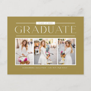 Guld Enkel Typografi Foto Collage Examen Vykort