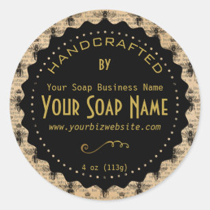 Guld Ephemera Vintage Soap-produktetikett Runt Klistermärke