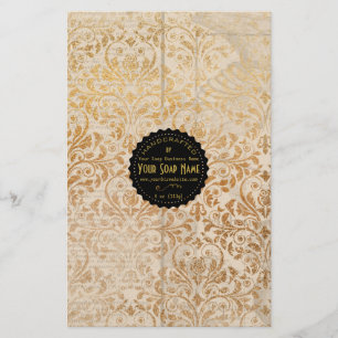 Guld Ephemera Vintage Tvåkapsling Papper - Satin