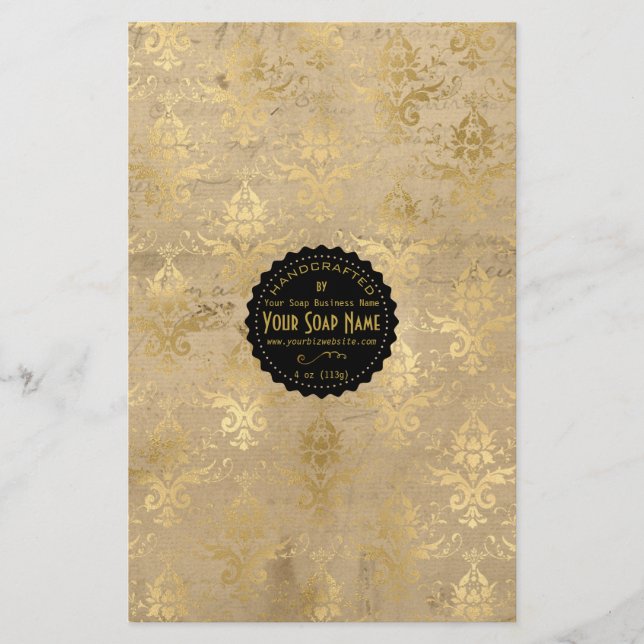 Guld Ephemera Vintage Tvåkapsling Papper - Satin (Framsida)