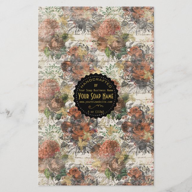 Guld Ephemera Vintage Tvåkapsling Papper - Satin (Framsida)