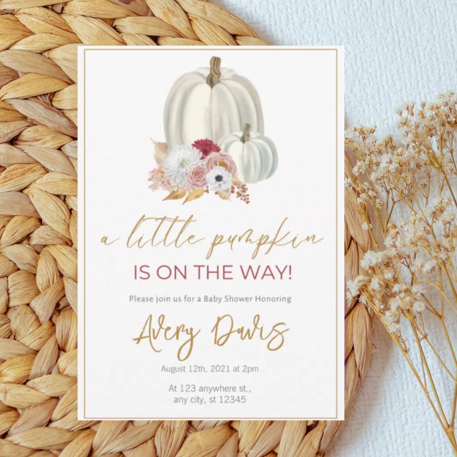 Guld estetisk blomsterpumpa baby shower inbjudningar (Skapare uppladdad)
