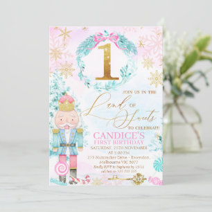 Guld Ett land av sötsaker Nutcracker Birthday Inbjudningar