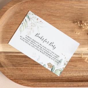 Guld Eucalyptus Baby Shower Bok-begäran Tilläggskort