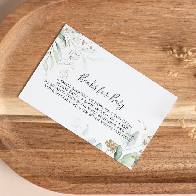 Guld Eucalyptus Baby Shower Bok-begäran Tilläggskort (Skapare uppladdad)