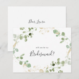 Guld Eucalyptus Bridesmaid Frieri anteckningskort