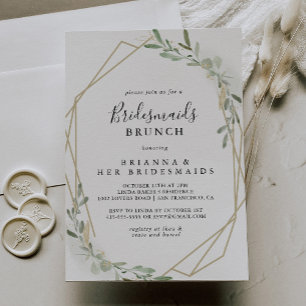 Guld Eucalyptus Bridesmaids Brunch Shower Inbjudningar