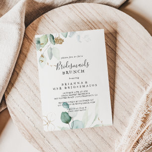 Guld Eucalyptus Bridesmaids Brunch Shower Inbjudningar