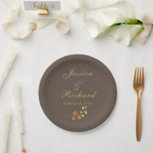 Guld Eucalyptus Bröllop Pappra Tallrikar