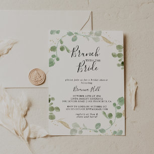 Guld Eucalyptus Brunch med Bride Shower Inbjudningar