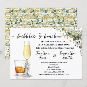 Guld Eucalyptus Bubbles & Bourbon Par Shower Inbjudningar