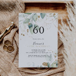 Guld Eucalyptus Calligrafi 60:e Födelsedagsfesten Inbjudningar<br><div class="desc">Denna guld eucalyptus kalligrafi 60:e födelsedagsfest inbjudan är perfekt för en strålande födelsedagsfest. Den här konstnärliga utformningen har hand om vattenfärgen guld och gröntens blad,  vilket inspirerar naturskönheten.</div>