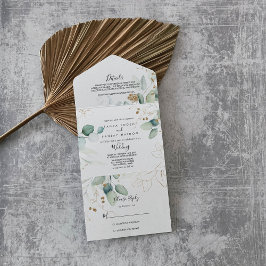 Guld Eucalyptus Calligraphy Bröllop