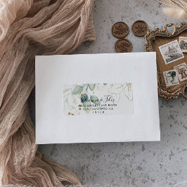 Guld Eucalyptus Calligraphy Bröllop OSA Adress Adressetikett