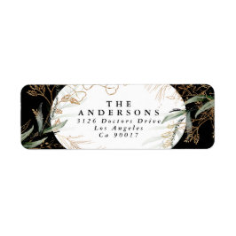 Guld Eucalyptus Elegant Black Onyx Returadress Etikett