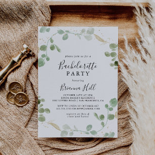 Guld Eucalyptus Foliage Bachelorette Party Inbjudningar