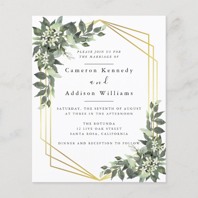 Guld Eucalyptus Geometric Ram Flygblad (Framsidan)