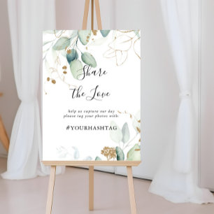 Guld Eucalyptus  Kärlek Hashtag-skylten Poster