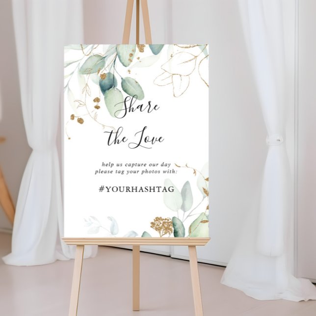 Guld Eucalyptus  Kärlek Hashtag-skylten Poster (Skapare uppladdad)