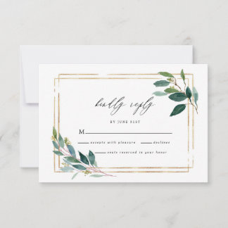 Guld Eucalyptus Löv Bröllop OSA Card Kort