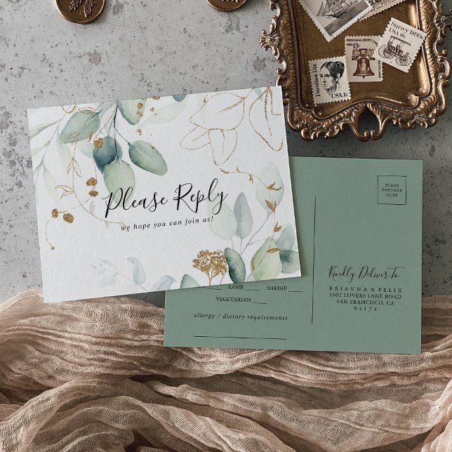 Guld Eucalyptus Menu Choice OSA Postcard Vykort (Skapare uppladdad)