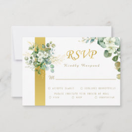 Guld Eucalyptus Utandning Grönt Rustic Bröllop OSA Kort