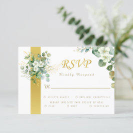 Guld Eucalyptus Utandning Grönt Rustic Bröllop OSA Kort