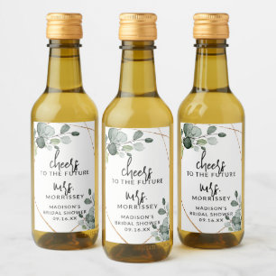 Guld Eukalyptus Grönska Bröllopsfest Förmån Vinetikett