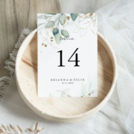 Guld Eukalyptus Kalligrafi Bröllop  Bordsnummer