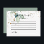 Guld Eukalyptus Kalligrafi Bröllopskort med Råd Vykort<br><div class="desc">Detta bröllopskort med guld eukalyptus kalligrafi är perfekt för ett rustikt bröllop. Denna konstnärliga design har handritade akvarellmotiv i guld och grön bladverk som inspirerar till naturlig skönhet. Dessa kort är perfekta för bröllop, möhippa, baby shower, studentfest och mer. Anpassa korten med namnen på bruden och brudgummen, blivande föräldrar eller...</div>